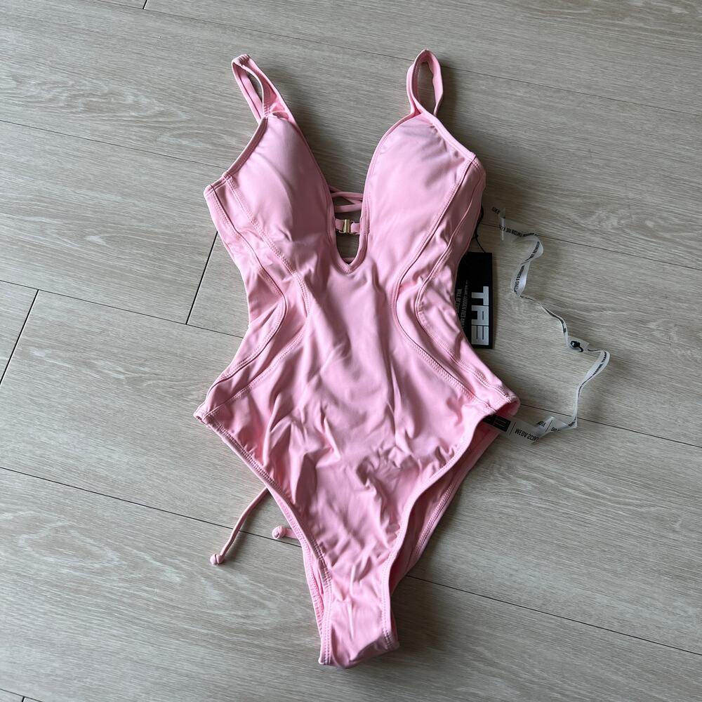 TA3 Swimsuit Brazilian Plunzey Keyhole XXS Regular Flamingo Pink